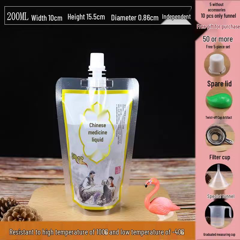 Disposable Transparent Spout Bag for Soy Milk, Chinese Medicine, Soup, or Beverages - Self-Standing and Convenient for Takeaway