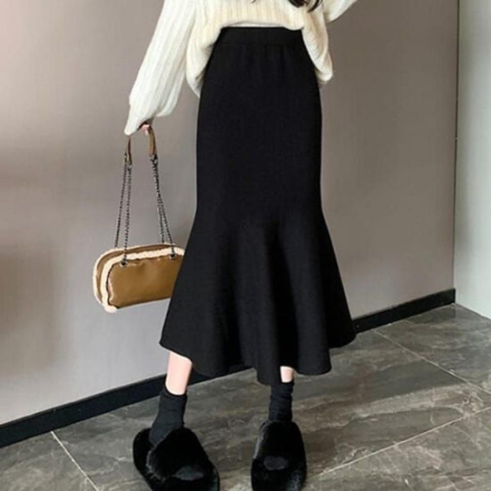 Navava Women Mermaid Knit Skirt Beige Ns416