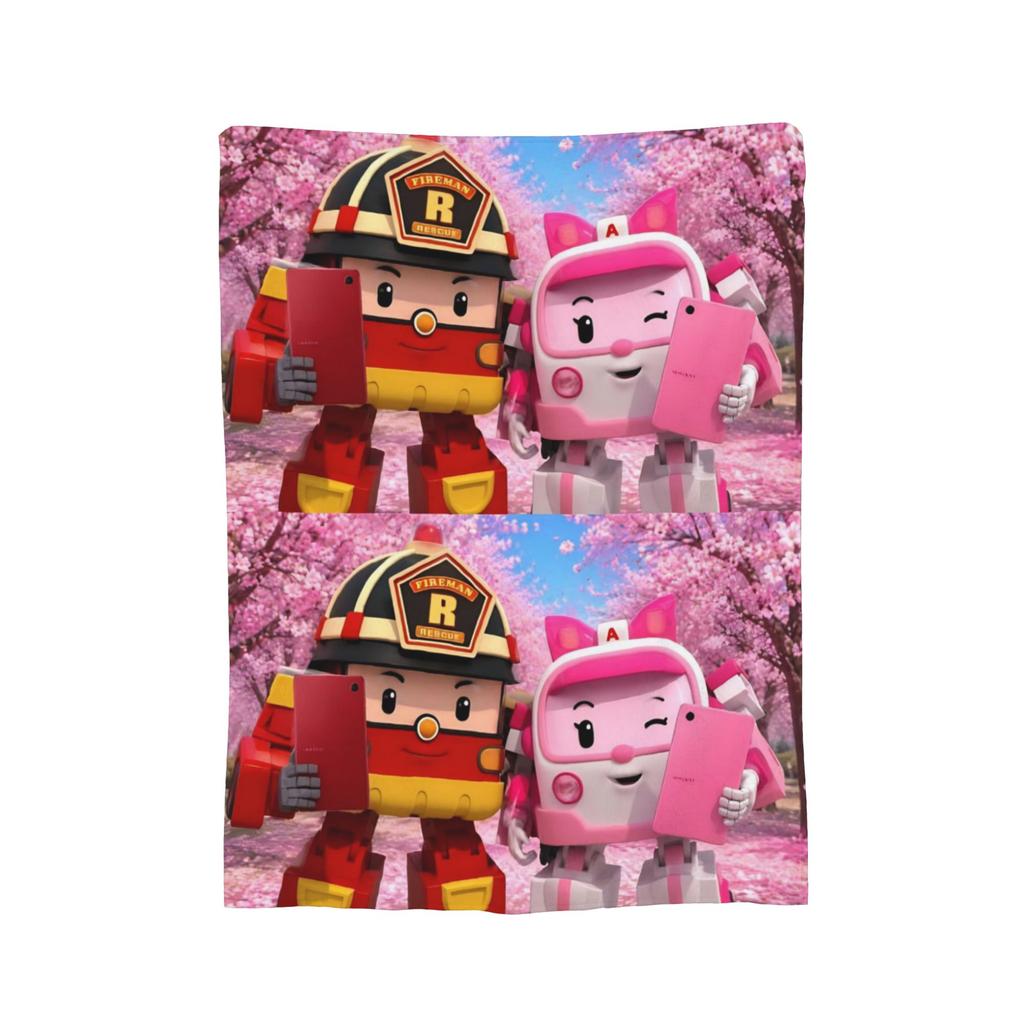 R-Robocars P-Polis Flannel Blanket Helly Awesome Throw Blanket For Bed Sofa Couch 150*125Cm Bedspreads,