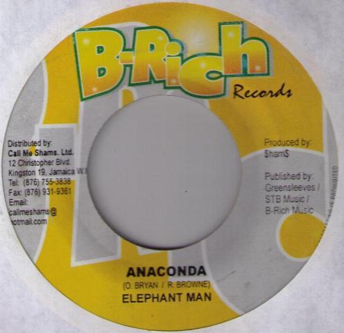 

7inch Record ELEPHANT MAN - Anaconda NONE B-Rich Records 2004 Jamaica Reggae, Ska & Dub Used