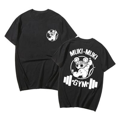 2025 Summer Fashion Men's Crewneck Printed T-shirt Solid Color Funny Top Gym Sports Beast Oversized Casual Loose Short Sleeves