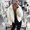 Solid Color Long-sleeved Hooded Coat Fluffy Faux Fur Cardigan Winter Zipper Jacket
