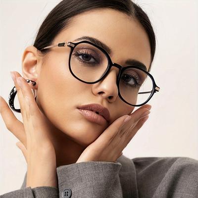 Chic Geometric Frame Women's Fashion Glasses Clear Lens Metal Hinge Durable Plastic Lightweight Stylish