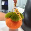 Real Rabbit Hair Mini Cute Small Persimmon Keychains Women Plush Rex Rabbit Fur Car Key Chain Bag Decoration Pendant Gift