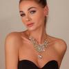 Elegant Rhinestone Floral Jewelry Set: European & American Bride Necklace & Earrings for High-End Parties