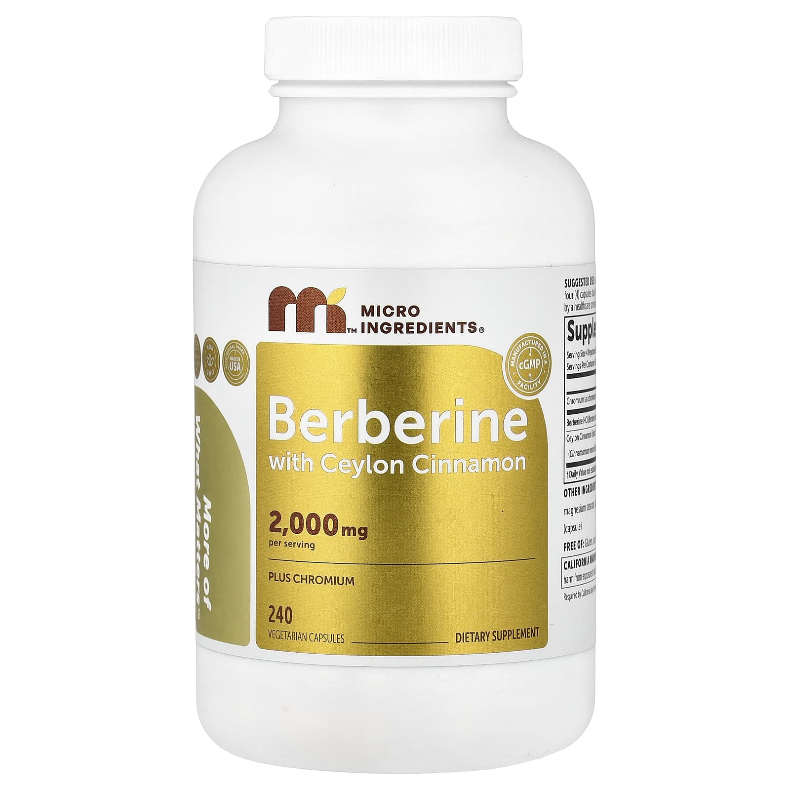 Micro Ingredients, Berbérine avec Cannelle de Ceylan, 240 Gélules