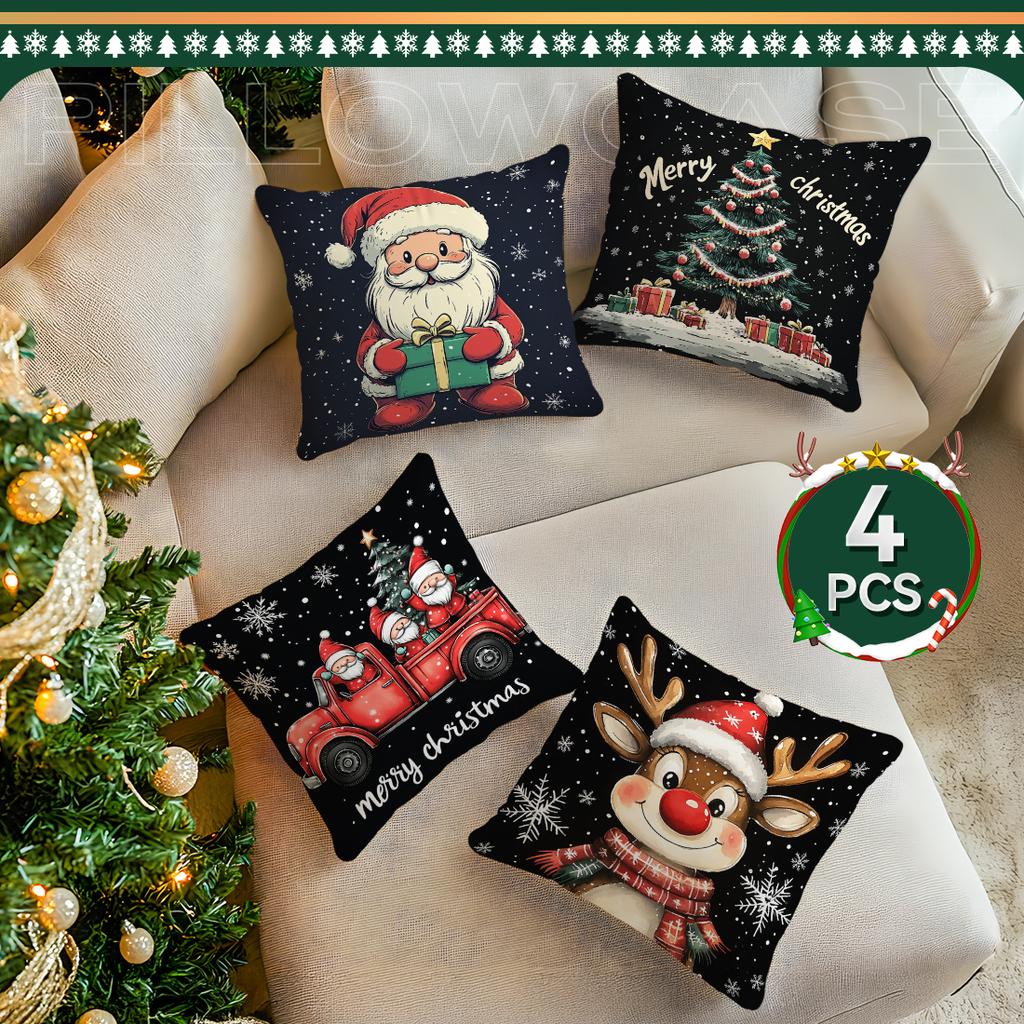 Santa Claus Christmas Pillowcase Printed Polyester 40/45/50Cm Throw Pillowcover Decorative Sofa Cushion Pillowslip Home Decor