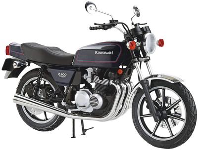 Aoshima Bunka Kyozaisha סדרת האופנועים קוואסאקי KZ400E Z400FX 1979 דגם פלסטיק 1/12 מס' 34