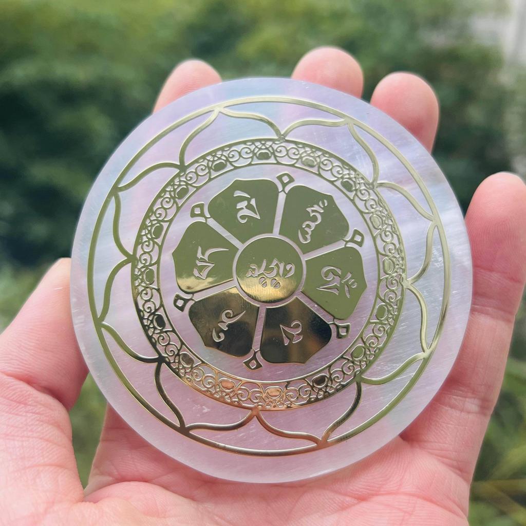 6cm Natural Crystal Selenite Slice Slab White Gypsum, Natural Selenite Stone Crystal Disc, Selenite Charging Plate decoration