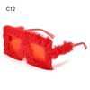 Y2K Trendy Oversized Plush Sunglasses Winter Shades for Female Soft Fluffy Square Frames Sun Spectacles Novelty Party Cosplay Spectacles