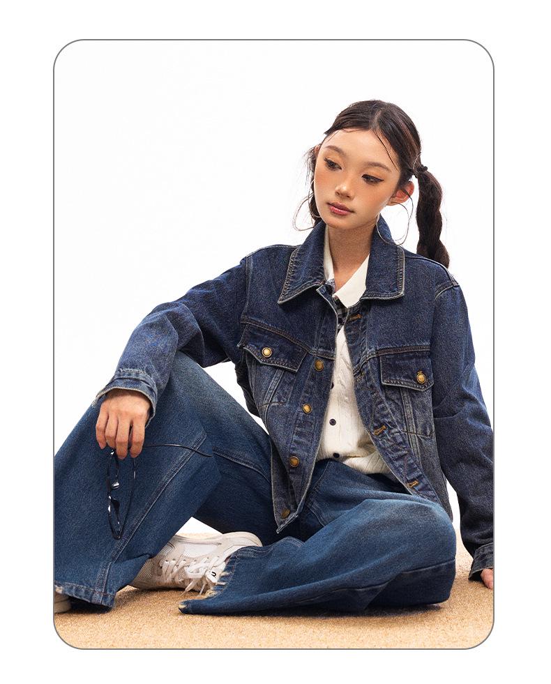 Vintage Washed Denim Jacket - Retro Loose Fit for Autumn/Winter