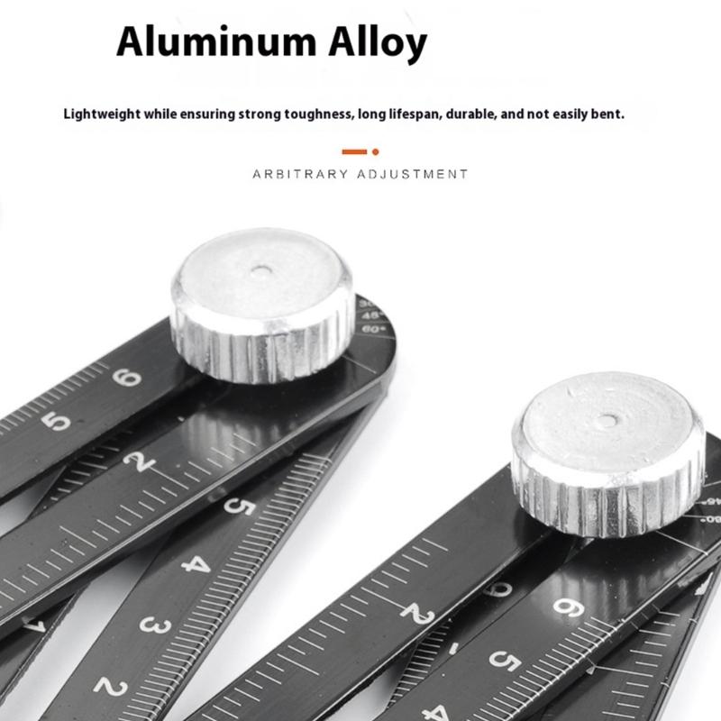 Aluminum 6 Fold Angles Measuring Ruler Template Tool Construction Angles Ruler Drill Guide Ceramic Tile Opening Locator