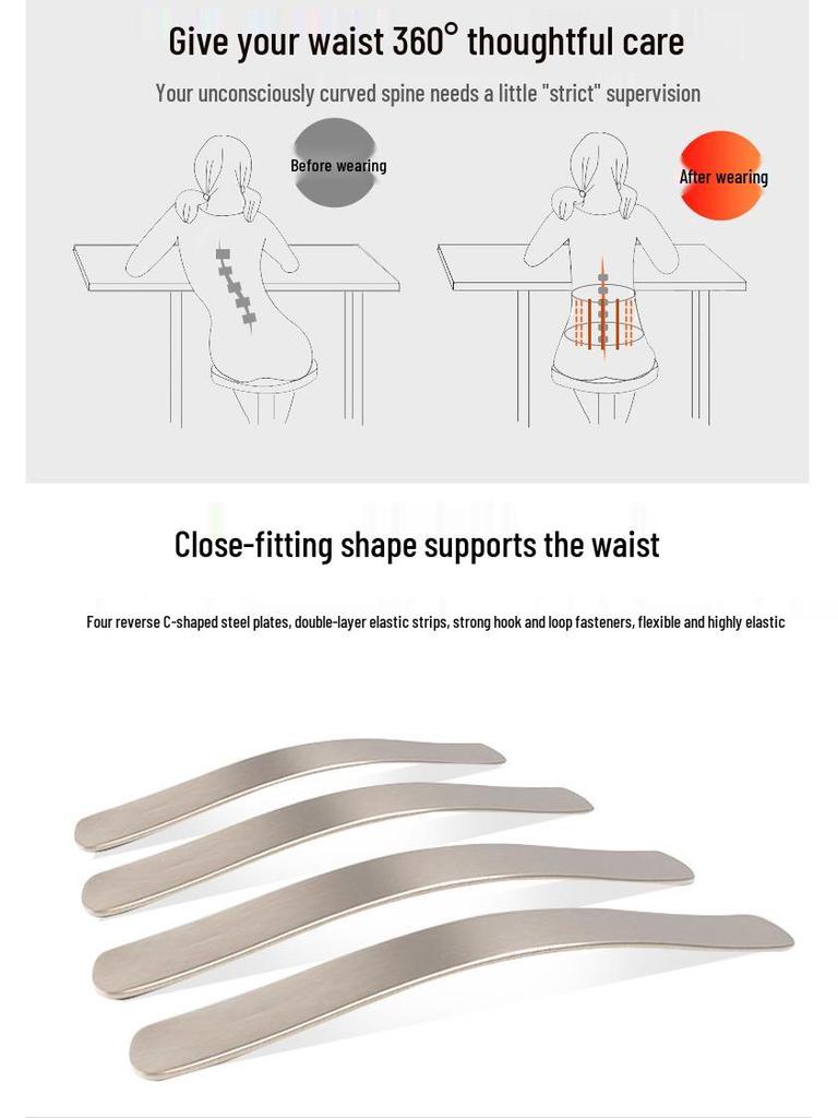 Breathable Waist Belt with Steel Plate for Lower Back Pain Relief and Abdomen Shaping Lumbar Support