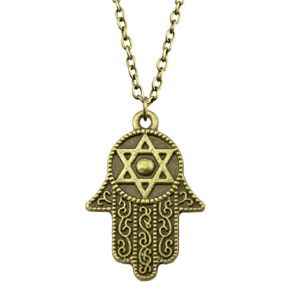 Collana Ciondolo Nodo Celtico Triquetra Stella di Davide Pendente Gioielli Vintage Boho Catena 43cm