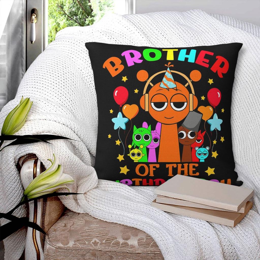 Brother Of The Birthday Boy Sprunki Birthday Square Pillowcase Pillow Cover Cushion Decor Comfort Throw Pillow for Home Bedroom