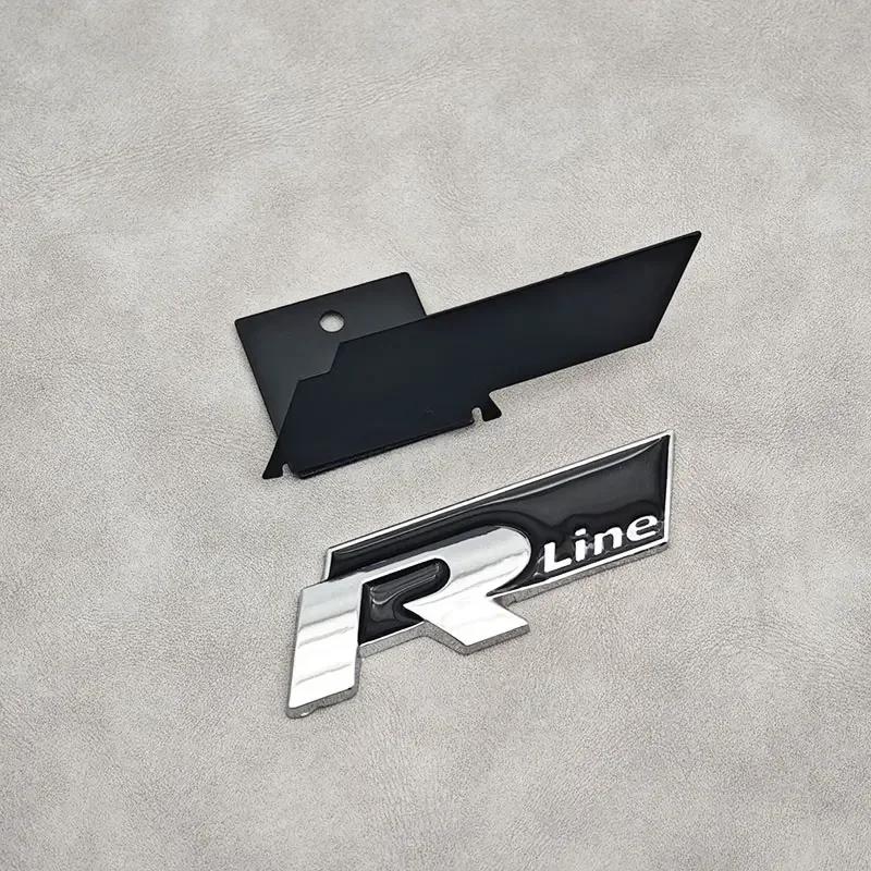 lmn1 ·3D Metal R Line R Logo Front Grill Emblem Car Rear Trunk Sticker For Volkswagen VW R Line Golf 4 5 6 7 Touran Polo Accessories
