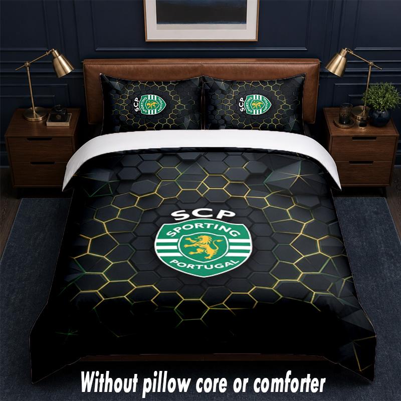 Sporting CP FC Design Sada povlečení na postel 1 povlak na přikrývku + 2 povlaky na polštář Měkké prodyšné domácí lůžkoviny