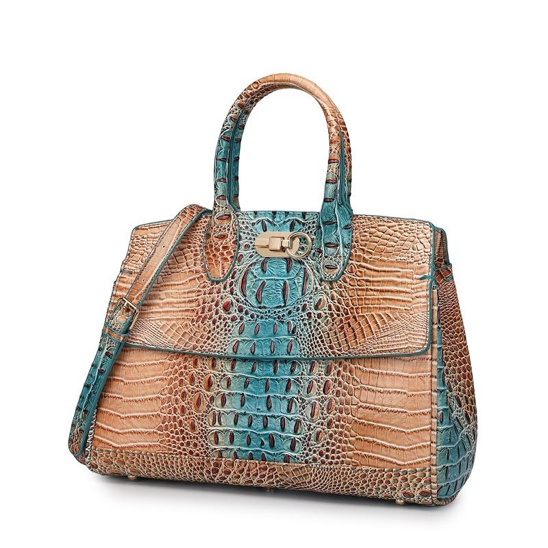 

Женская сумка ручной работы через плечо в стиле ретро в форме крыла с крокодиловым узором и большой вместимостью синий