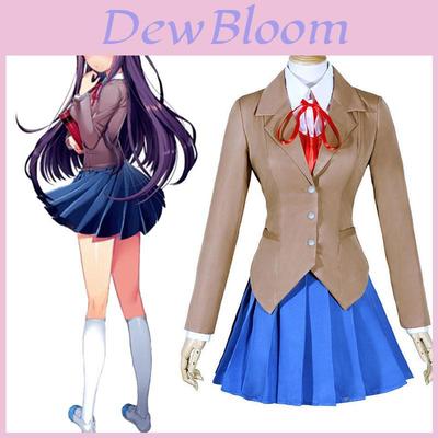 Sayori Yuri Natsuki Monika Exquis Uniforme Scolaire Robe Costume Cosplay Ensemble Complet