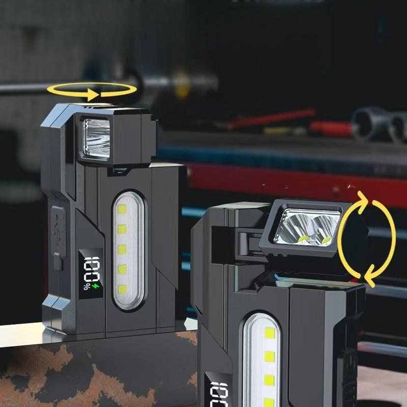 USB Rechargeable COB LED Key Ring Work Light, Waterproof Portable Hanging Mini Flashlight for Outdoor Camping Hiking