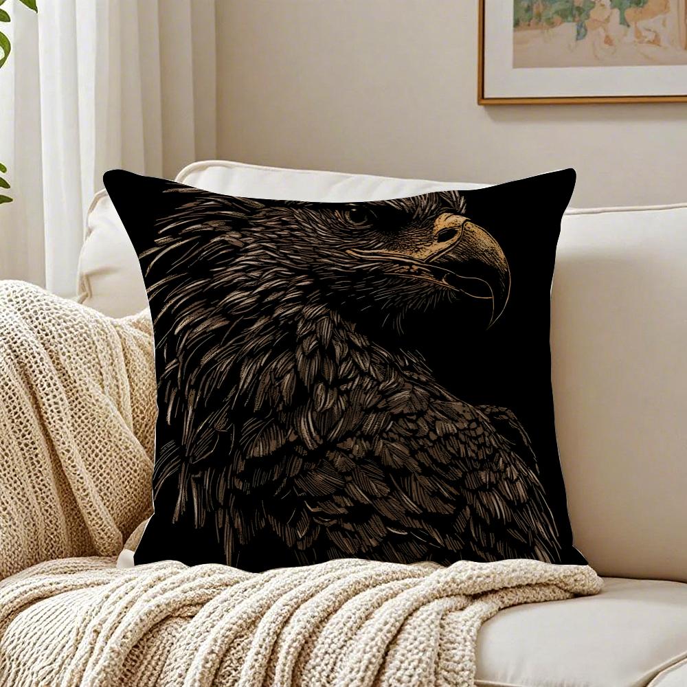 B-Black Gold Eagle Pillow Luxury Decor Cushion Cushion Cover Pillowcase Anti-Dustmite Living Room Sofa Decor Cushion Room