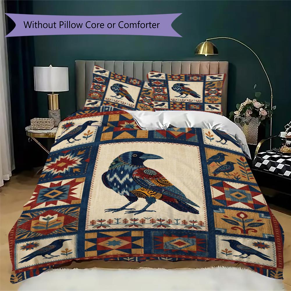 Crow Pattern Bedding uilt Set uilt Cover Pillowcase Home Decoration Birthday Gift (1 * duvet cover + 2 * pillowcase  without core)47