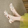 Women's low-heeled sandals summer new simple temperament solid color versatile large-size bag head sandals
