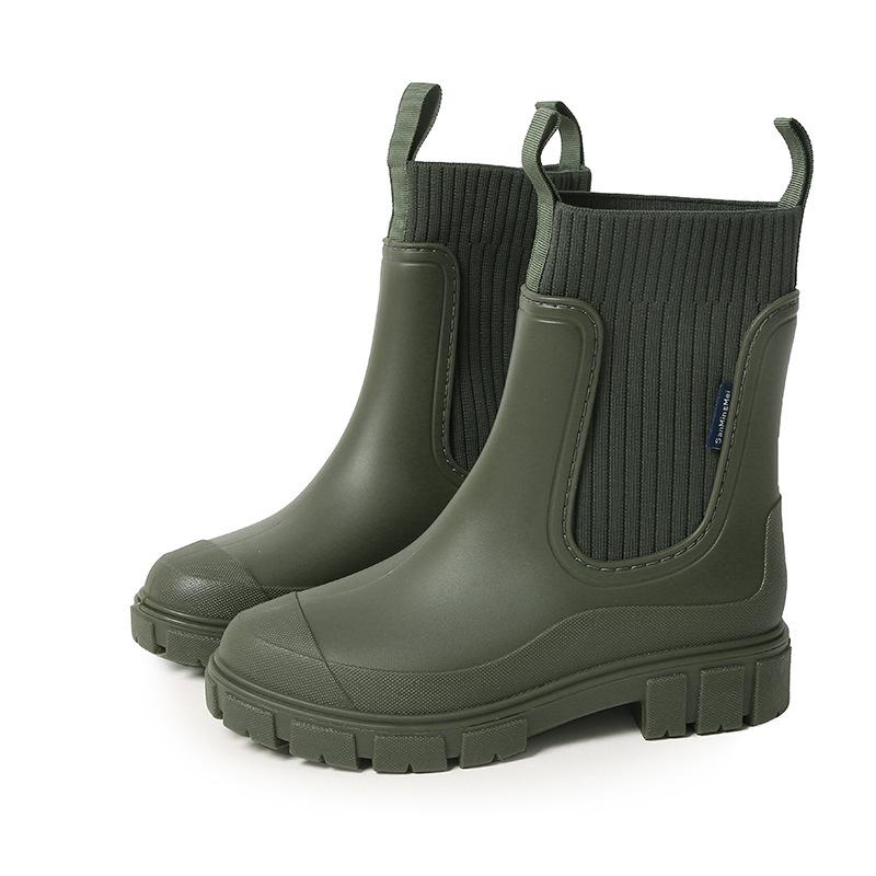 Women's Mid-Calf Chelsea Rain Boots - Waterproof, Non-Slip, Fashionable Rubber Shoes