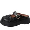 Belt Buckle Retro Thick-soled Bag Head Slippers Women's 2025 Spring and Summer New Outer Wear Heightening Half Slippers Lazy Shoes Trend