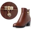 Women Genuine Leather Ankle Boots Women Wool Non-slip Snow Boots Woman Thick-heeled Boots Ladies High Heels Shoes Big Size35-43