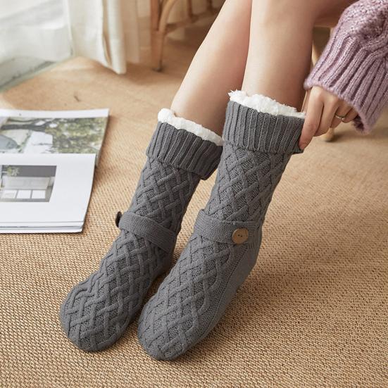 Winter Floor Socks Anti-Slip Fleece Lined House Socks Warm Slipper Socks with Grippers