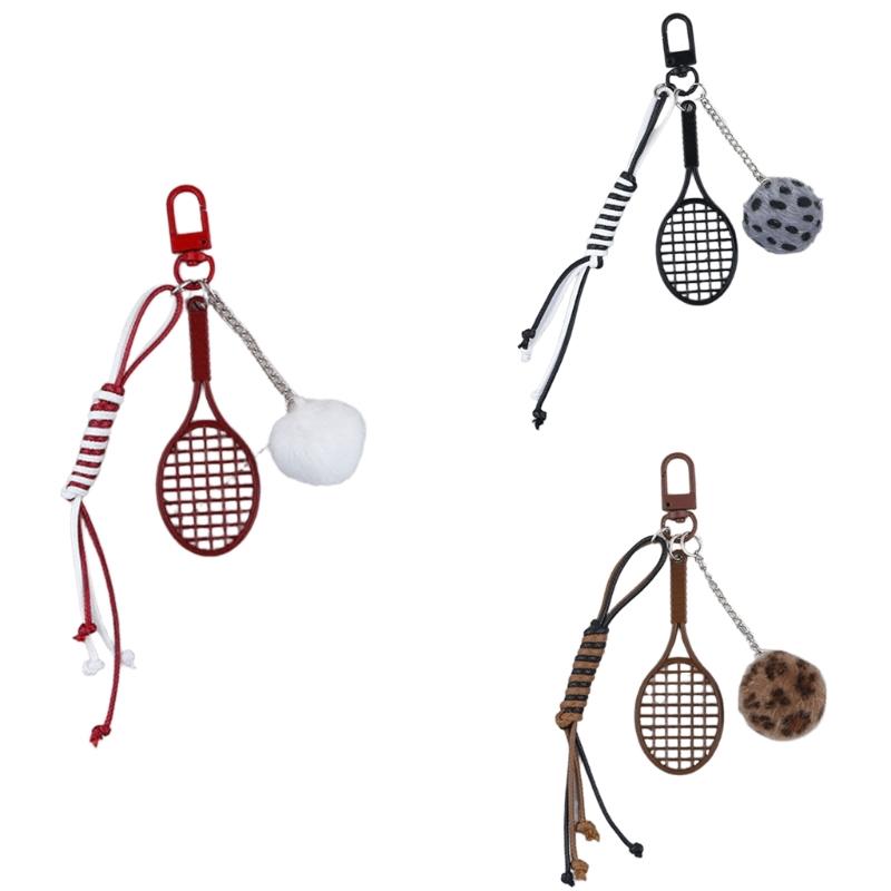 Creative Plush Bag Pendant Ball Racket Bag Charm Keychain Accessory for Fashionable Adults and Sports Enthusiasts