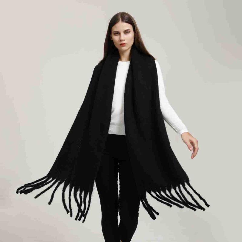 Versatile imitation cashmere solid color scarf women's winter new multi-color warm long shawl scarf