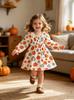 Girls' Halloween Princess Puff Sleeve Dress with Square Neck and Cinched Waist