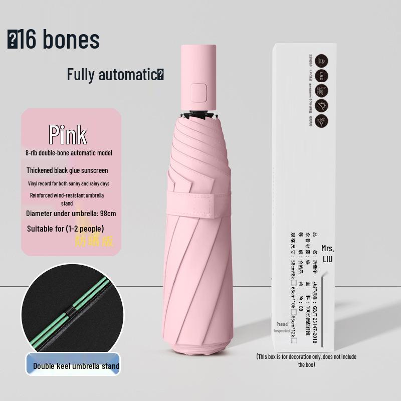 Q Fully Automatic Extra-Large Umbrella: Sun & Rain Dual Use, Reinforced Anti-UV Sunshade for Men & Women.