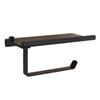 Tuqiu Black Toilet Paper Holder Wall Mounted Bathroom Tissue Paper Holder Aluminum Paper Roll Holder With Phone Storage Shelf