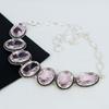 Pink Kunzite Gemstone Handmade 925 Sterling Silver Necklace, Blue Copper Turquoise Silver Necklace For Wife, Unisex Necklace, Christmas Day Gift