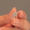 Blooming Rose Moissanite & Zircon Silver-Plated Ring for Women - Perfect for Weddings & Proposals