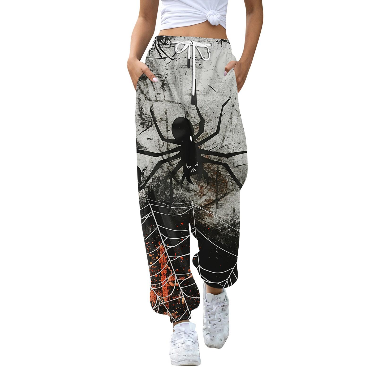 

Женские модные спортивные повседневные спортивные штаны с карманами и шнурком с принтом XXL