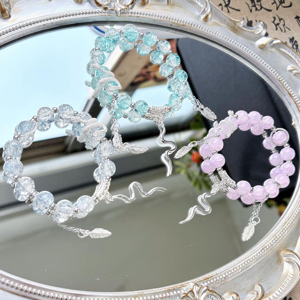 New Year's White Snake Popping Beaded Bracelet Female Natal Year Niche Design Student Girlfriend Bracelet