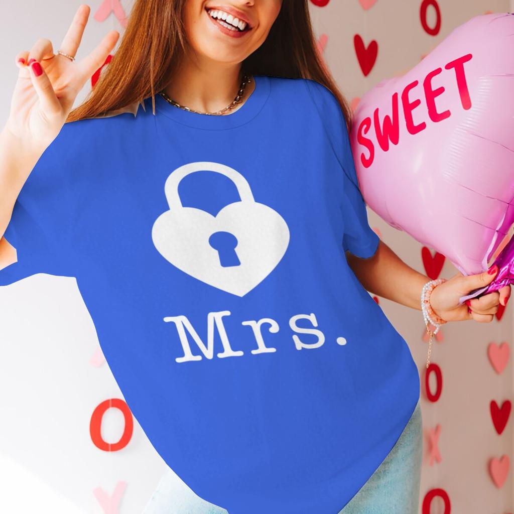 Fun Lock and Key Print Couple Matching Tshirt Men Women Marriage Anniversary Tee Fashion Short Sleeve Valentine Gift Streetwear