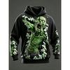 Women Unisex 3D Print Hoodie Break Through Wall Zombie 3D Pattern Pullover Long Sleeve Kangaroo Pocket Halloween Sweatshirt