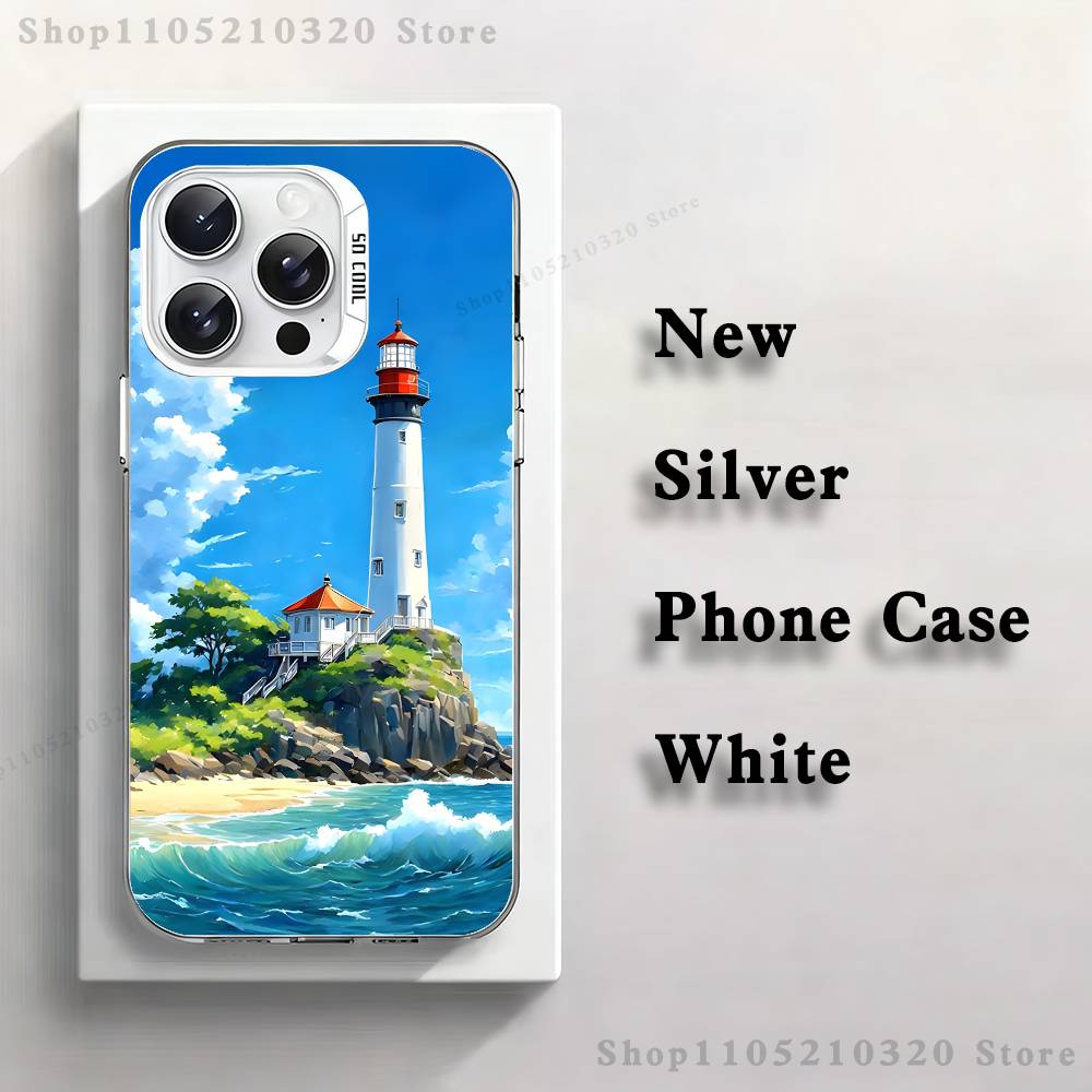 Lighthouse Anime Phone Case For iPhone 17,16,15,14,13,12,11,Pro,XS,Max,Plus,Mini,SE4,E White Matte Shockproof Cover
