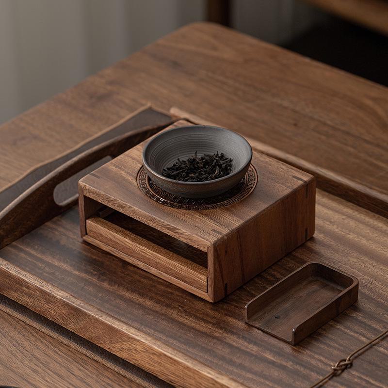 Walnut Tea Warmer Table with Candle Heating Base