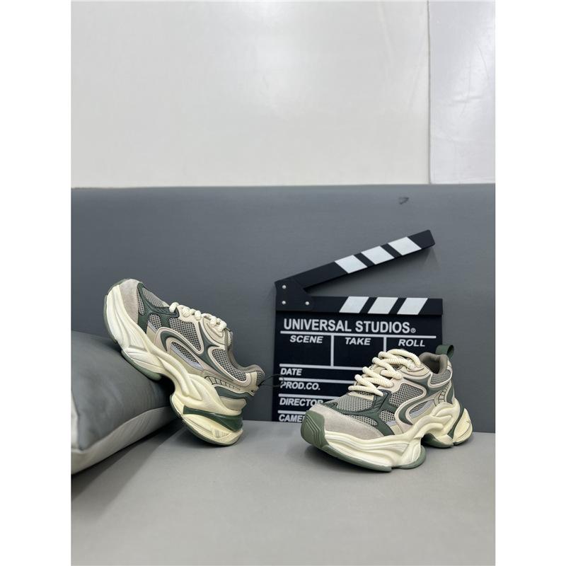 Autumn New Breathable Leather Thick-soled Comfortable Lace-up Trendy Dad Shoes Xk