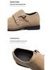 Men's Casual British Monk Strap Suede Shoes - Formal Square Toe Retro Apricot