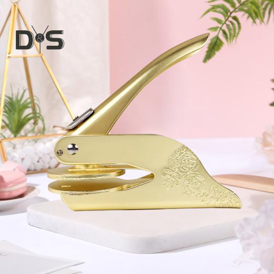 Book Embosser Hand Operated Embosser Stamp Stainless Steel Embossing Tool for Paper Cardboard Leather DIY Craft