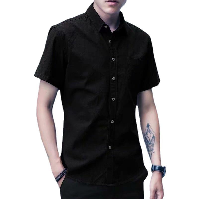 Men's Korean Style Summer Casual Short-Sleeve Oxford Shirt