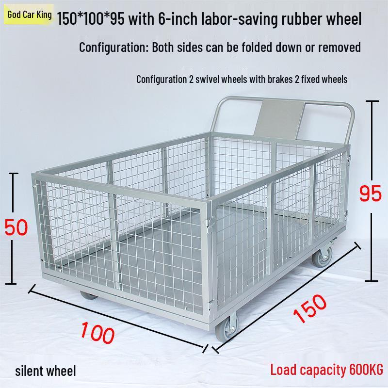 Silent Cage Trolley with Fence for Warehouse and Supermarket Logistics