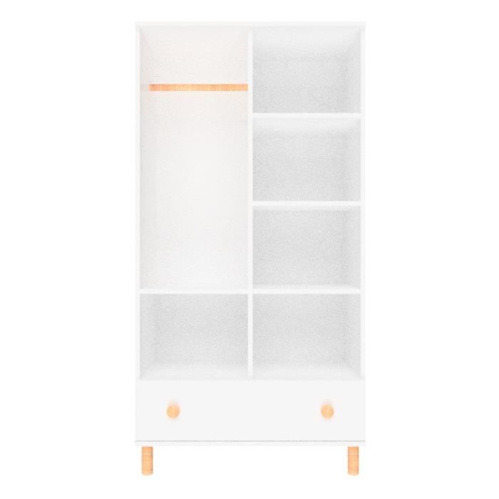 Armoire enfant - GENERIQUE - COMBO blanc - Style scandinave - Tringle à vêtement - Grand tiroir